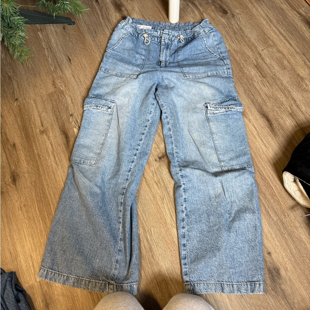 Wide leg jean pants